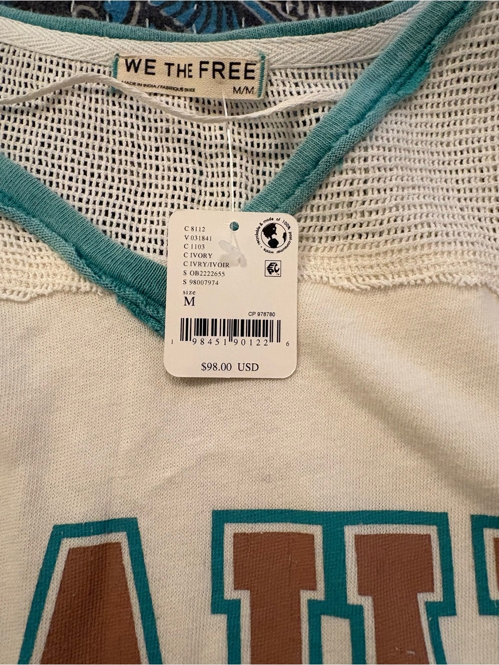 MAUI 97 Sleeveless Mesh Jersey - Cream with Teal Trim - Picture 5 of 10